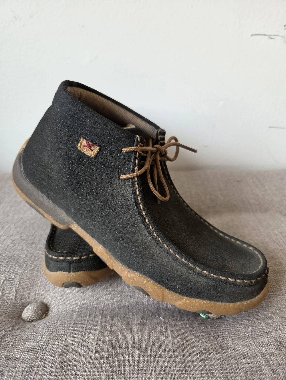 Twisted X Womens Chukka Driving Mocs, 9.5 Charcoal/Brown Water Resistant Leather - Picture 1 of 10